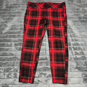 Torrid Pixie Skinny Pants Red Black Plaid Check Pull On Stretch Plus Size 1R